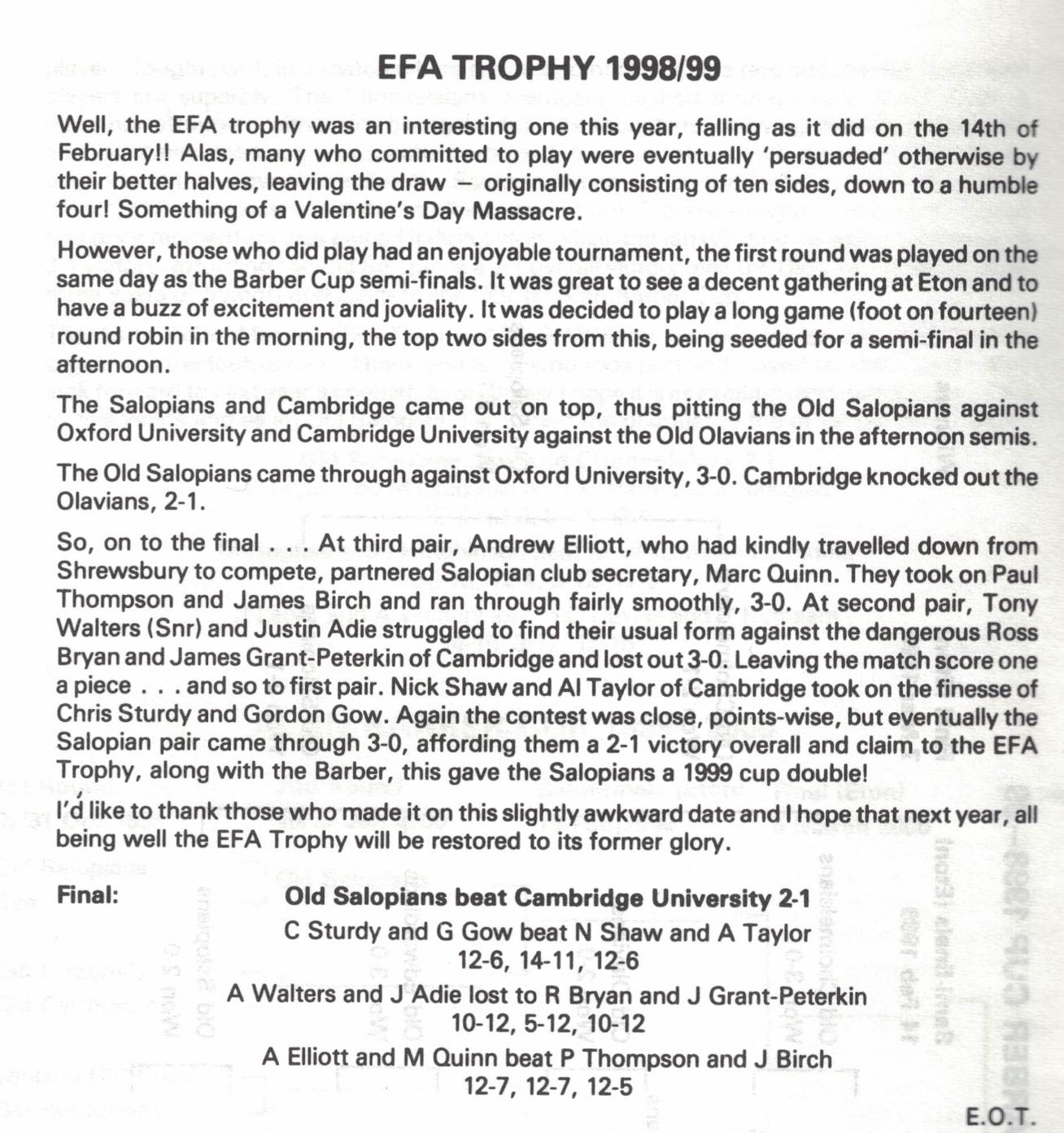 efa trophy 1999